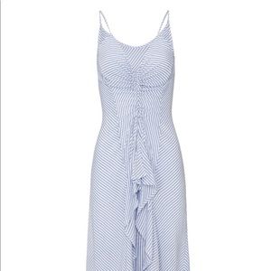 Current Elliot | Midi Seersucker blue striped linen Midi Slip Sun Dress XS 0/2